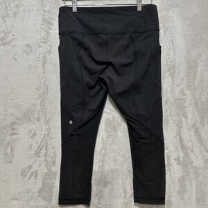 Lululemon Womens Black Mesh Panels Crop Leggings Size 10 Athletic